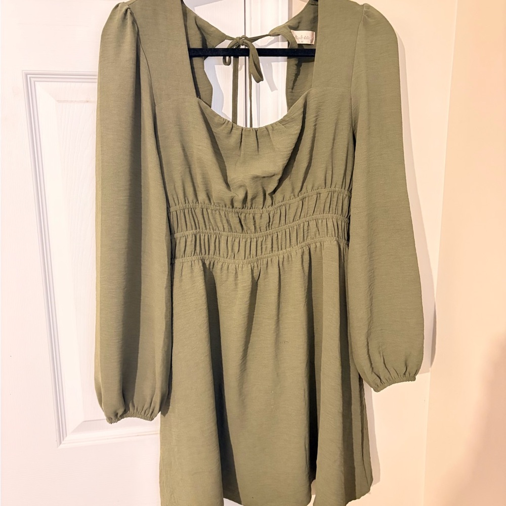 Altar'd State Olive Long Sleeve Dress